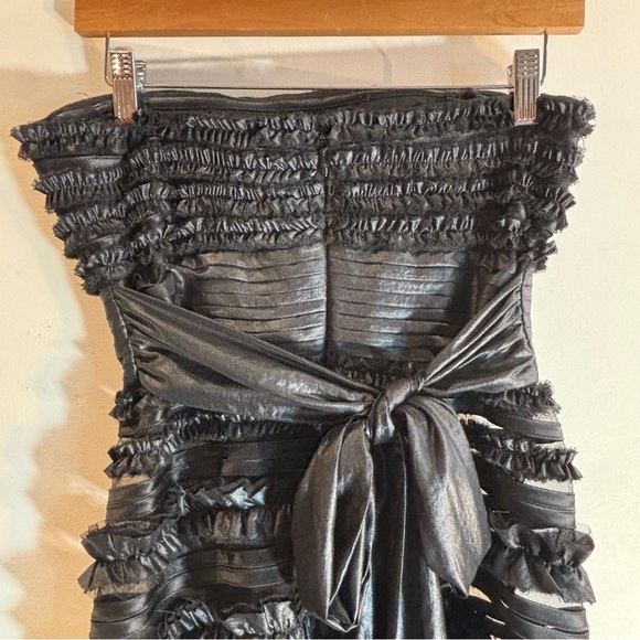 BCBG MAX AZRIA Sz S (estimated) Strapless Ruffles All Over Sheer Maxi Dress - Picture 7 of 9